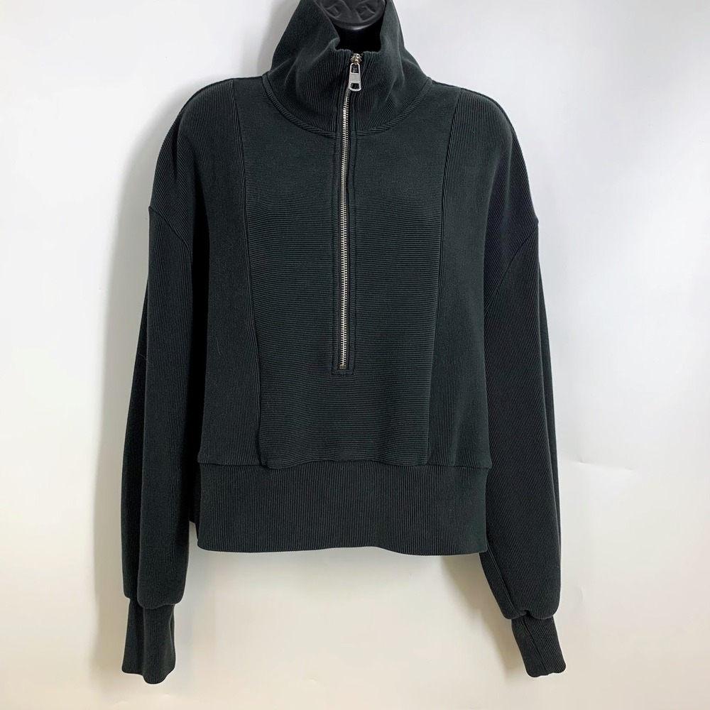 Varley Ramona Half Zip Ribbed Mock Neck Cropped Sweatshirt Women's Size XL